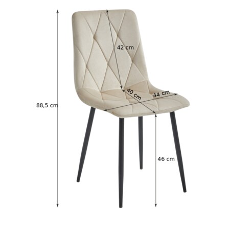 Krzesło Do Jadalni Kuchni Salonu Libra - Czarny Aksamit / Nogi Czarne X 4