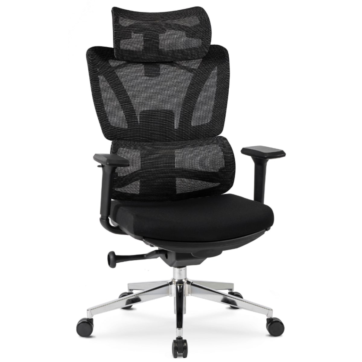 Fotel biurowy obrotowy ergonomiczny z podnóżkiem czarny DELSIN