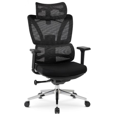 Fotel biurowy obrotowy ergonomiczny z podnóżkiem czarny DELSIN