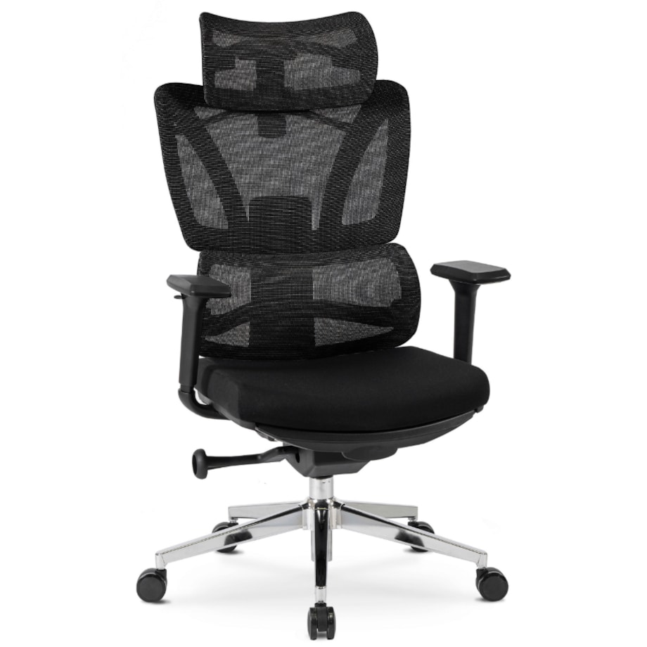 Fotel biurowy obrotowy ergonomiczny z podnóżkiem czarny DELSIN