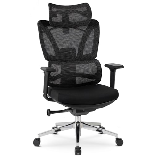 Fotel biurowy obrotowy ergonomiczny z podnóżkiem czarny DELSIN