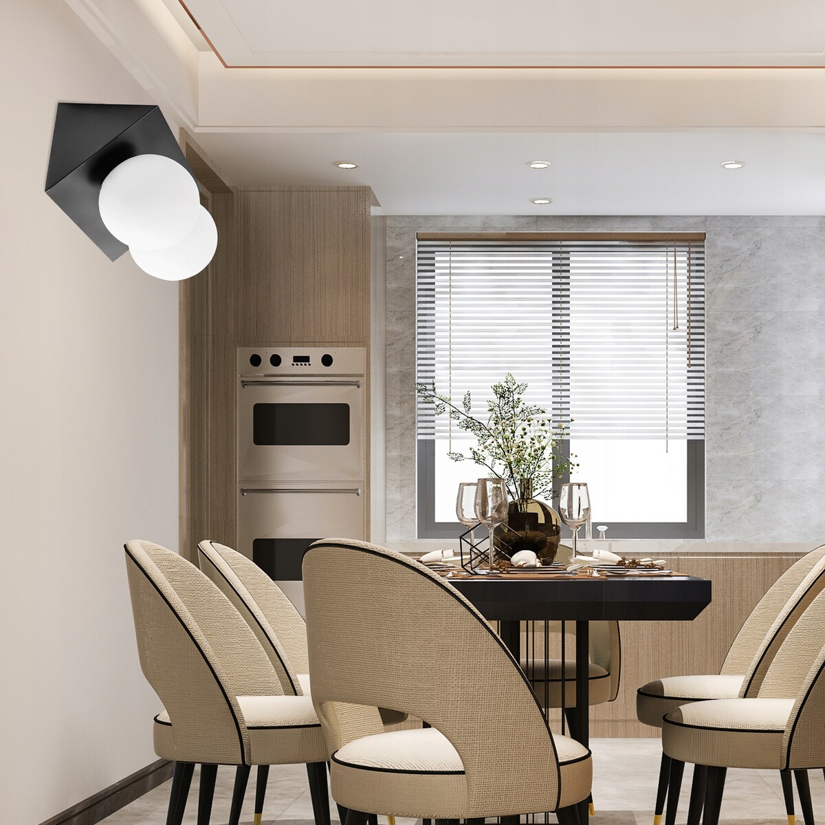 Lampa Ścienna Kinkiet Metalowy Czarny Biały Klosz