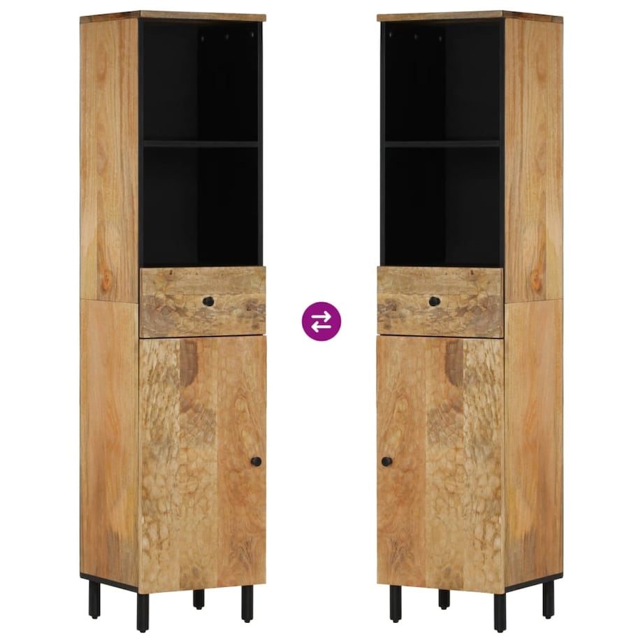 vidaXL Szafka łazienkowa, 38x33x160 cm, lite drewno mango