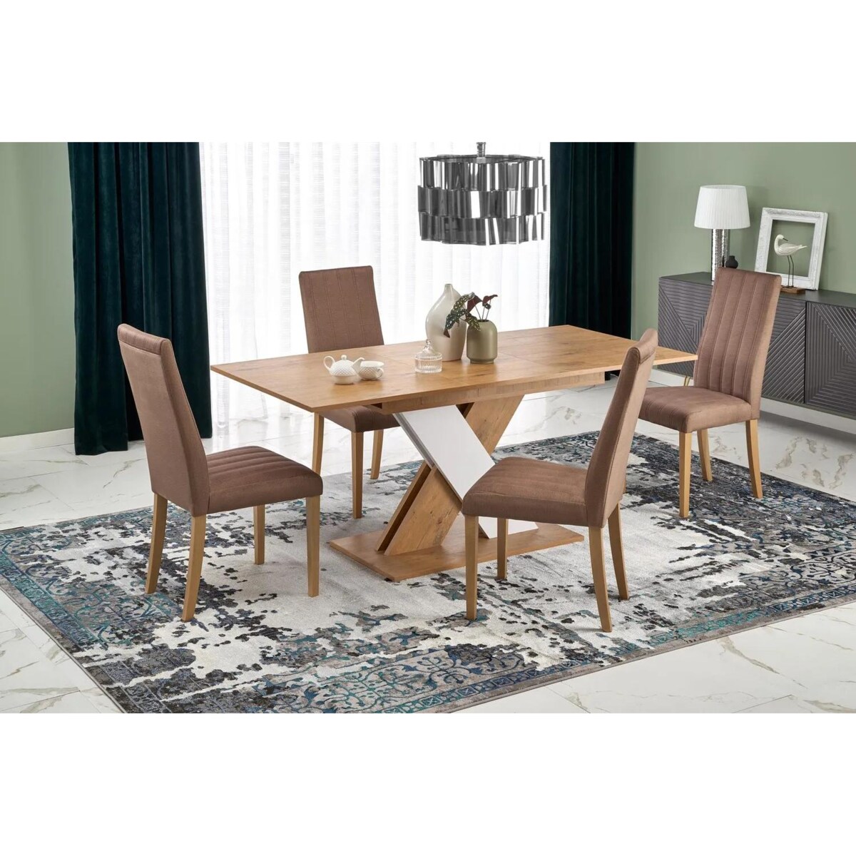 Stół rozkładany XARELTO 130(175)x85 dąb lancelot/biały