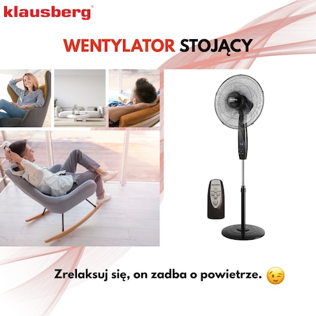 Wentylator podłogowy z pilotem i timerem 40cm 50W KLAUSBERG