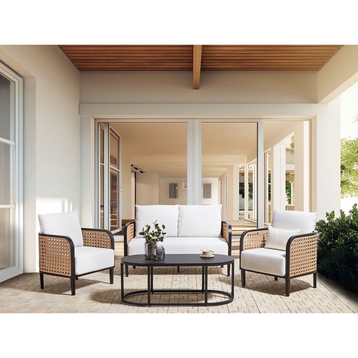 Zestaw ogrodowy 4-osobowy złamana biel MONTEFALCO