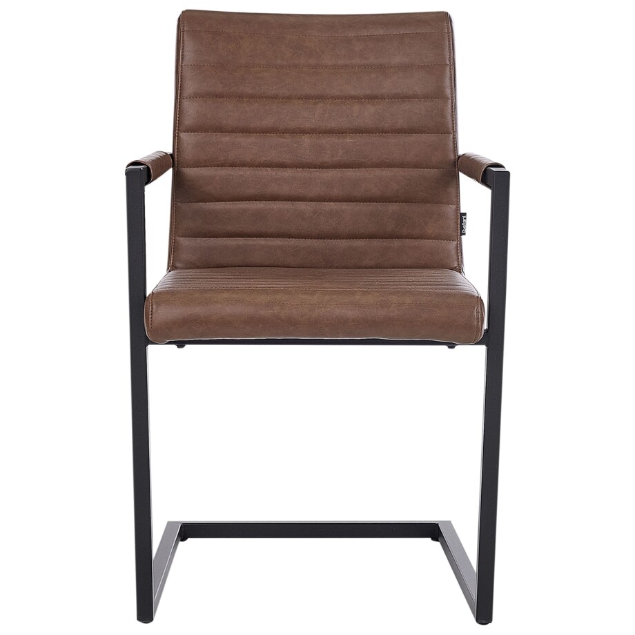 Krzesło konsolowe Zestaw 2 Skóra ekologiczna Brązowy BUFORD