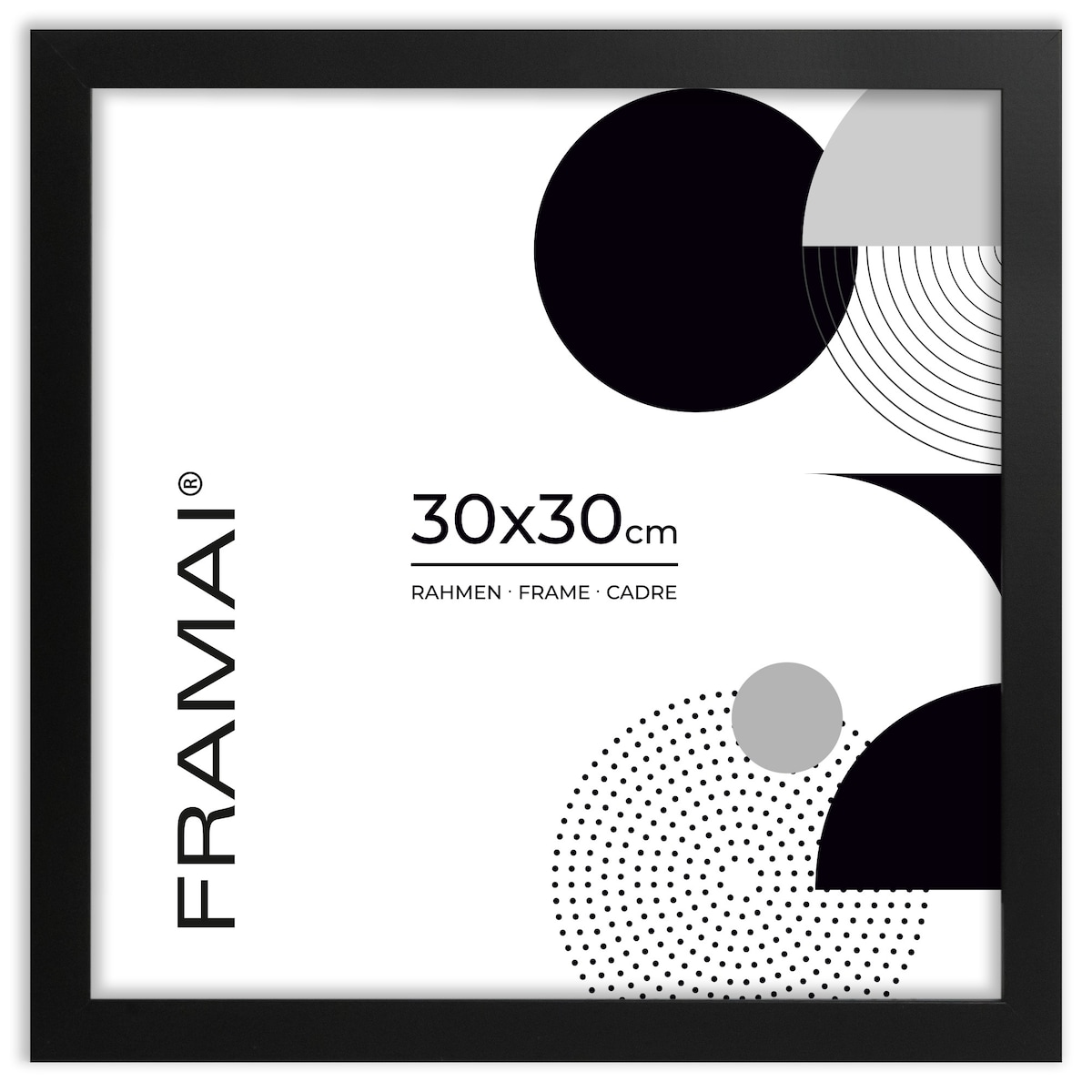 Ramka na zdjęcia 30x30 cm czarna rama MDF z plexi do powieszenia klasyczna kwadratowa ramka FRAMAI