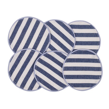 Mini dwustronne podkładki z motywem kwiatowym i eleganckich pasów Blossom Blue & Stripes – komplet 6 szt.