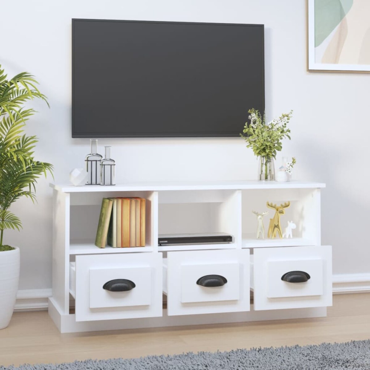 vidaXL Szafka pod TV, biała, 100x35x50 cm, materiał drewnopochodny