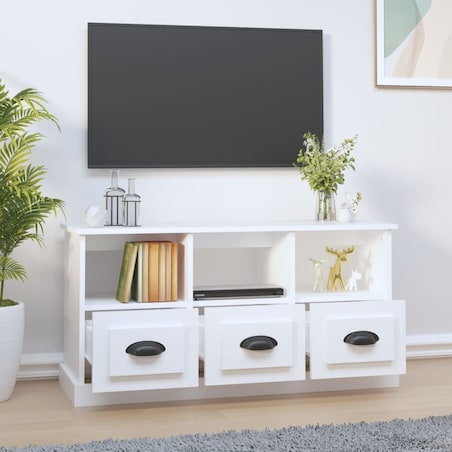 vidaXL Szafka pod TV, biała, 100x35x50 cm, materiał drewnopochodny