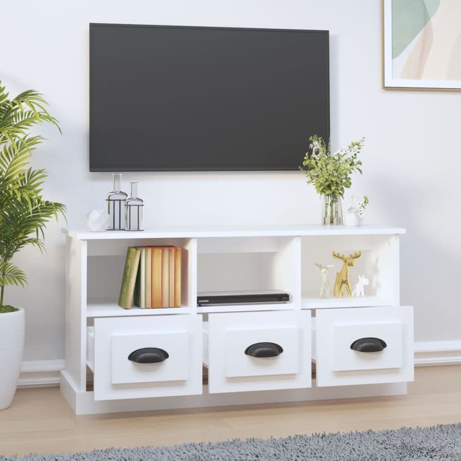 vidaXL Szafka pod TV, biała, 100x35x50 cm, materiał drewnopochodny