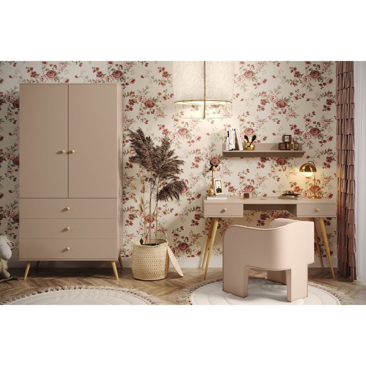 Szafa z szufladami i drążkiem w stylu Boho - Macciato