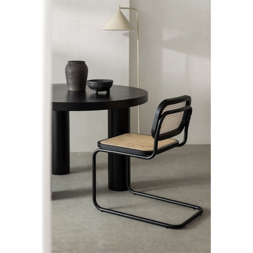 Krzesło czarne z plecionką wiedeńską czarna podstawa