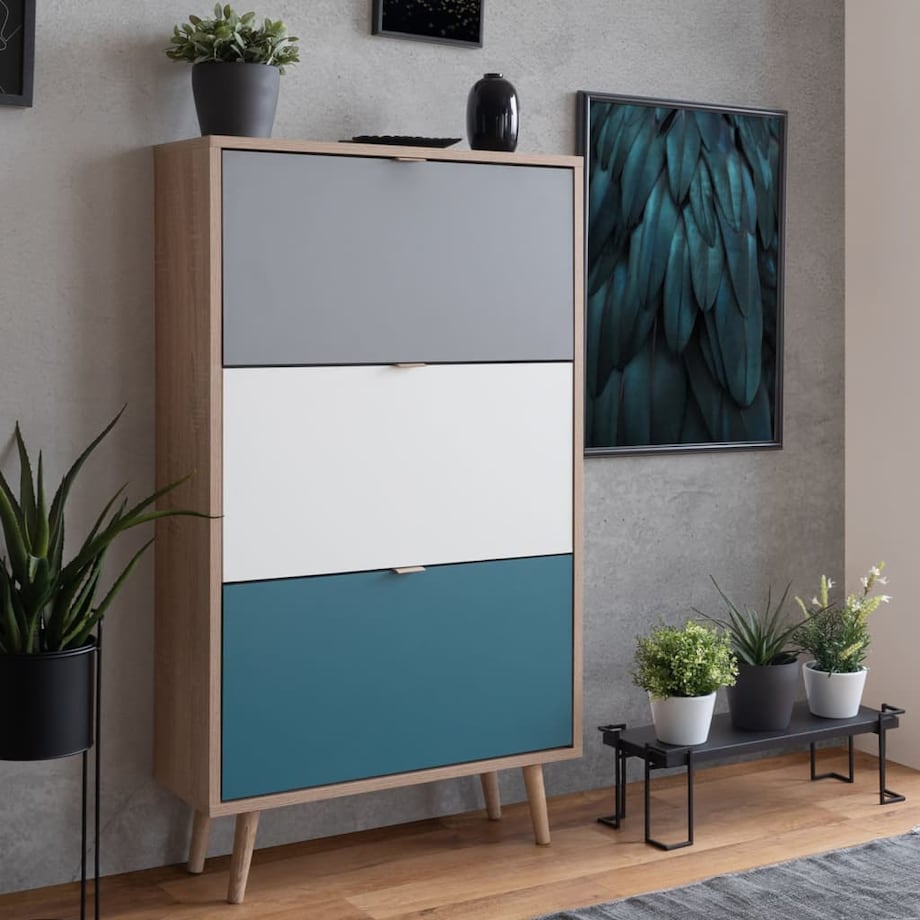 Finori Szafka na buty C-uba 42, dąb sonoma i trzy kolory