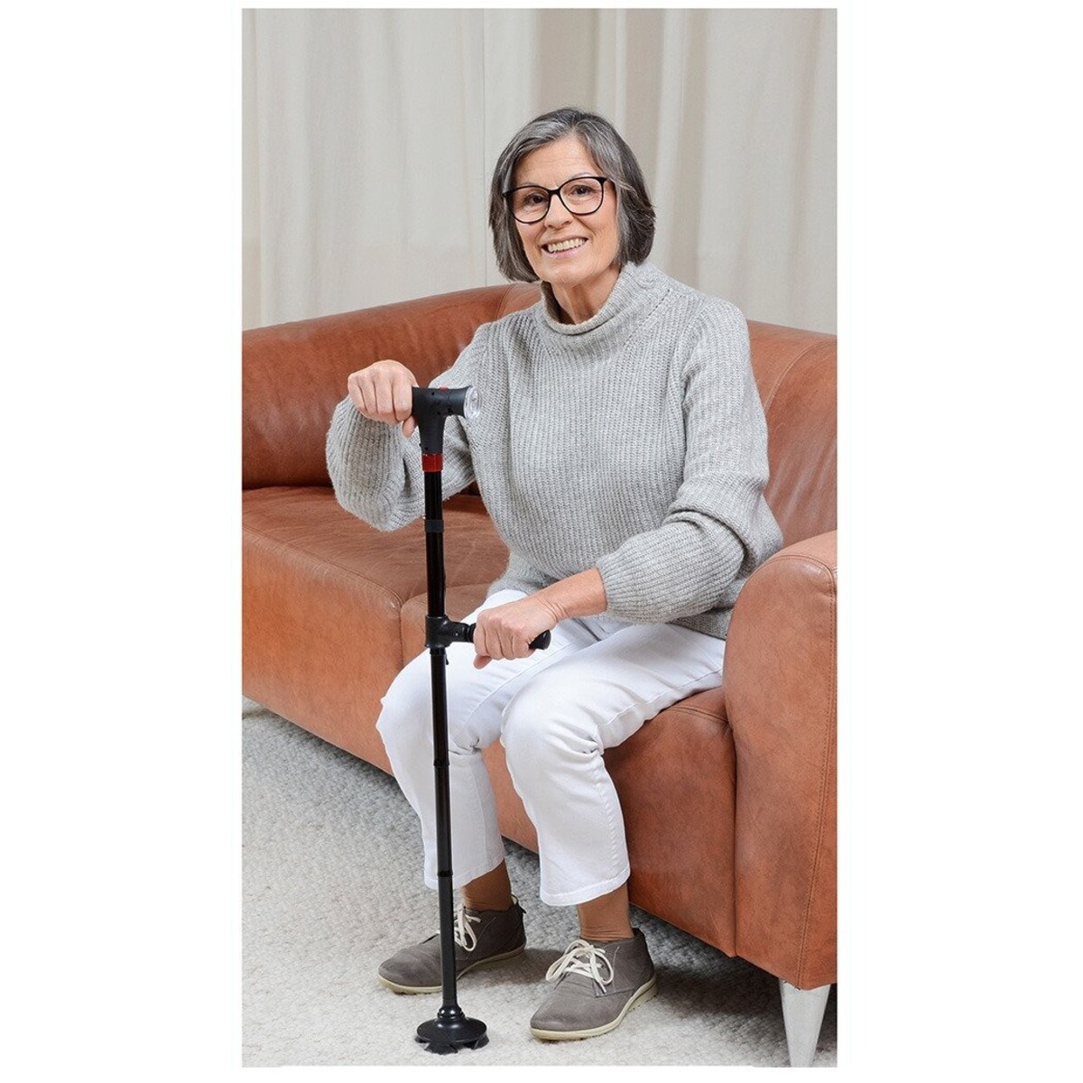 Wielofunkcyjna laska z funkcją LED i stabilizacją