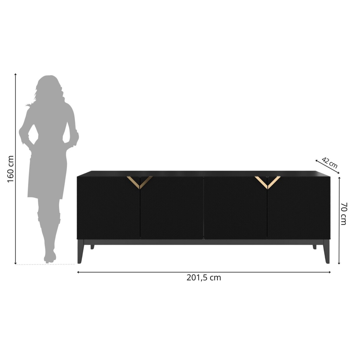 Drewniana komoda Visby DEMI LONG / kolor czarny
