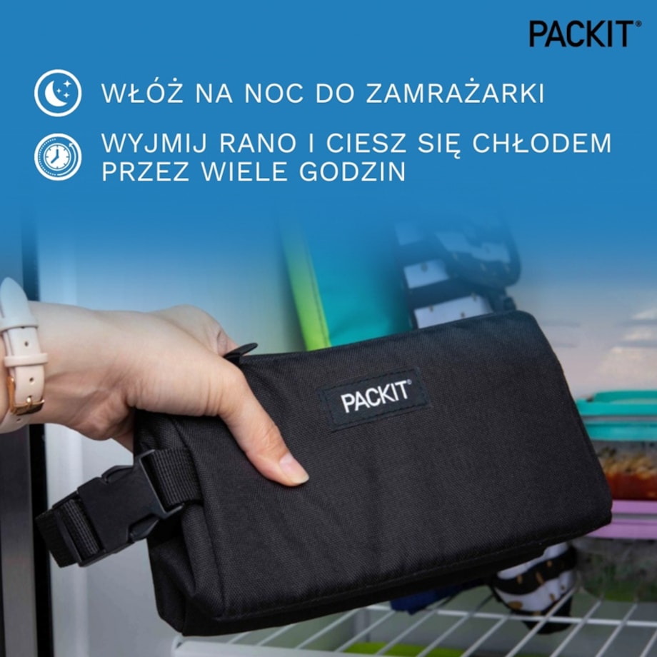 Torba termiczna na jedzenie z uchwytem – mała torba termoizolacyjna na lunch 340 ml czarna, PACKIT