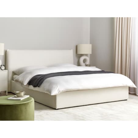 Łóżko z pojemnikiem boucle 160 x 200 cm złamana biel LAVAUR