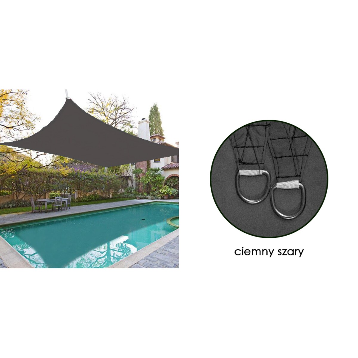 Żagiel Przeciwsłoneczny Ogrodowy Wodoodporny 3X5 M Ciemny Szary Zacieniacz