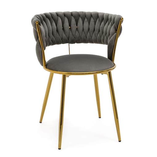 KRZESŁO TAPICEROWANE DO JADALNI SALONU WELUROWE NOWOCZESNE SZARE BAMBI