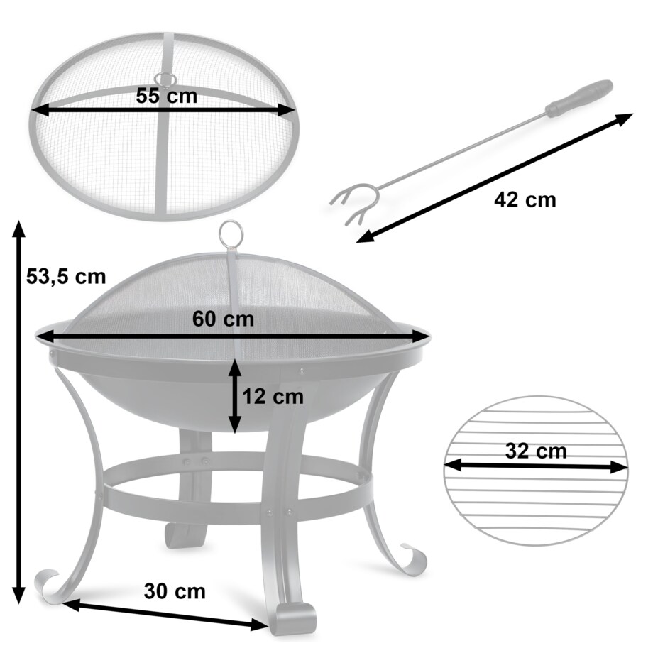 Palenisko ogrodowe z pokrywą uchwytami na ognisko grill 60cm Berdsen