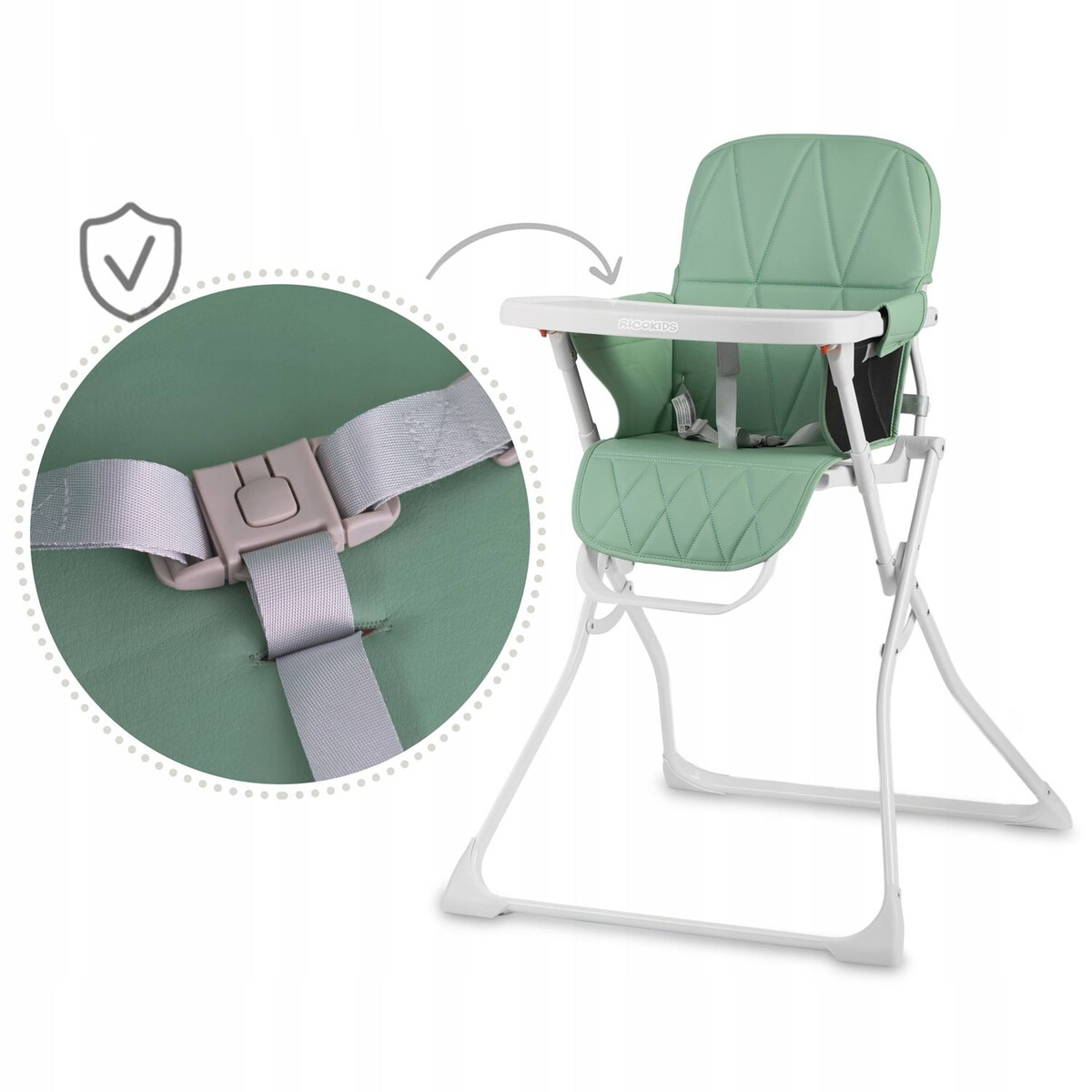 Krzesełko do karmienia Ricokids Nuco lekkie składane podnóżek 7098