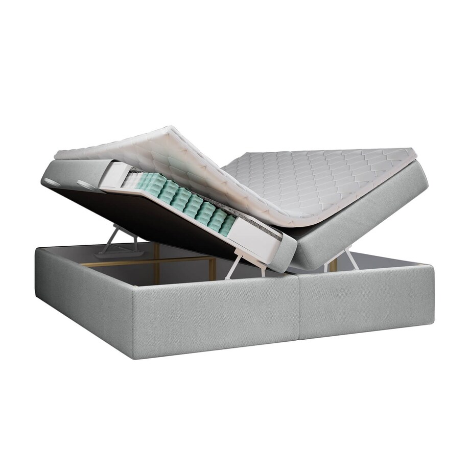 Łóżko kontynentalne ALLIE 120x200 z pojemnikiem, Szary, tkanina Megan 365
