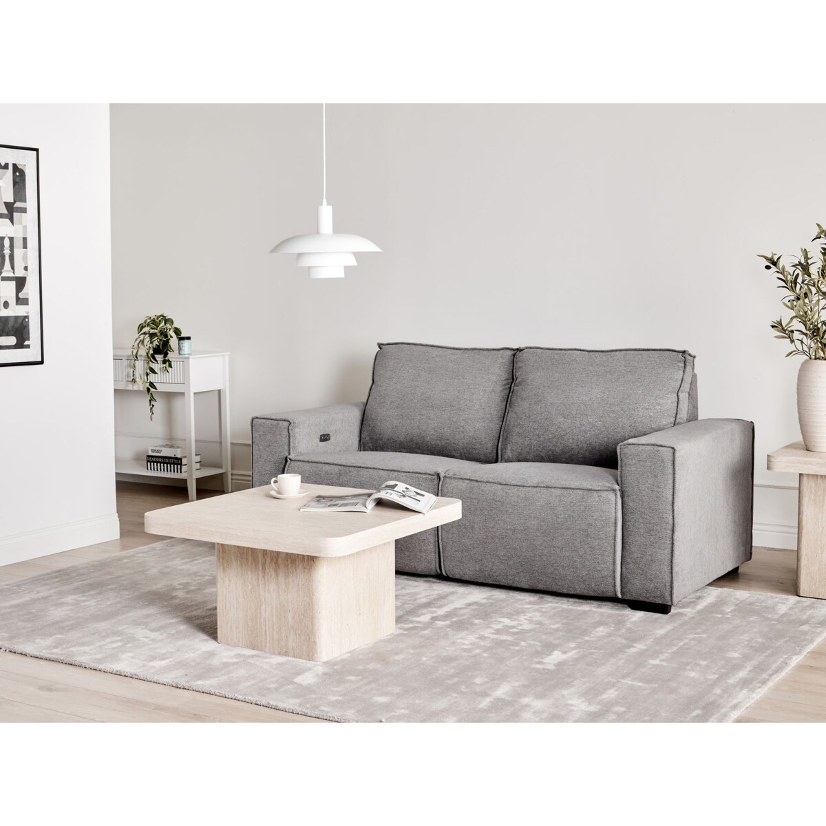 Sofa z elektryczną funkcją relaksu NUKARI Szary dla 3 osób