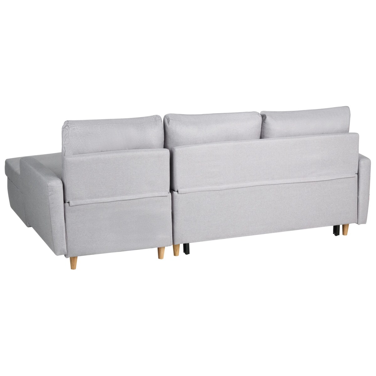 Narożnik rozkładany FLAKK Jasnoszary ze schowkiem dla 4 osób Lewostronny