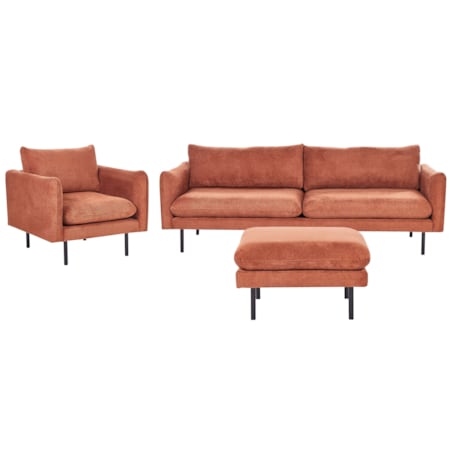 Zestaw wypoczynkowy z otomaną tapicerowany złoty brąz VINTERBRO