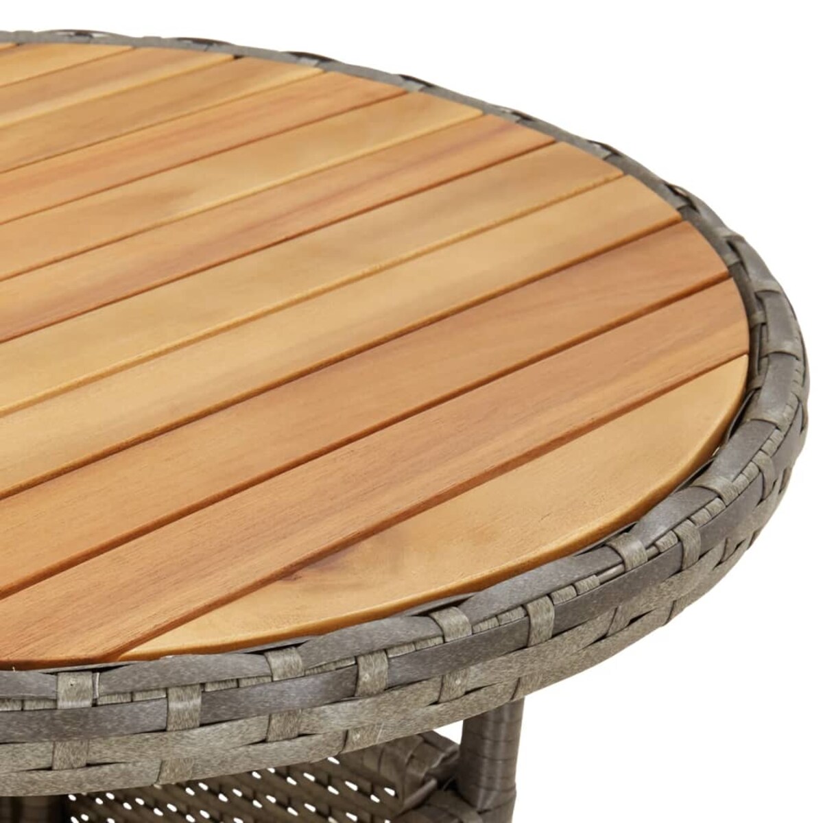 vidaXL Stolik ogrodowy, Ø60x75 cm, drewno akacjowe i rattan PE, szary