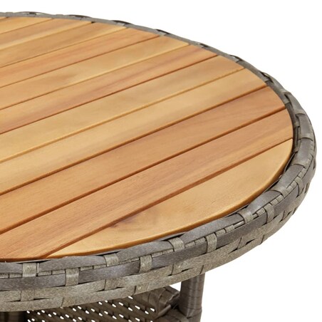 vidaXL Stolik ogrodowy, Ø60x75 cm, drewno akacjowe i rattan PE, szary