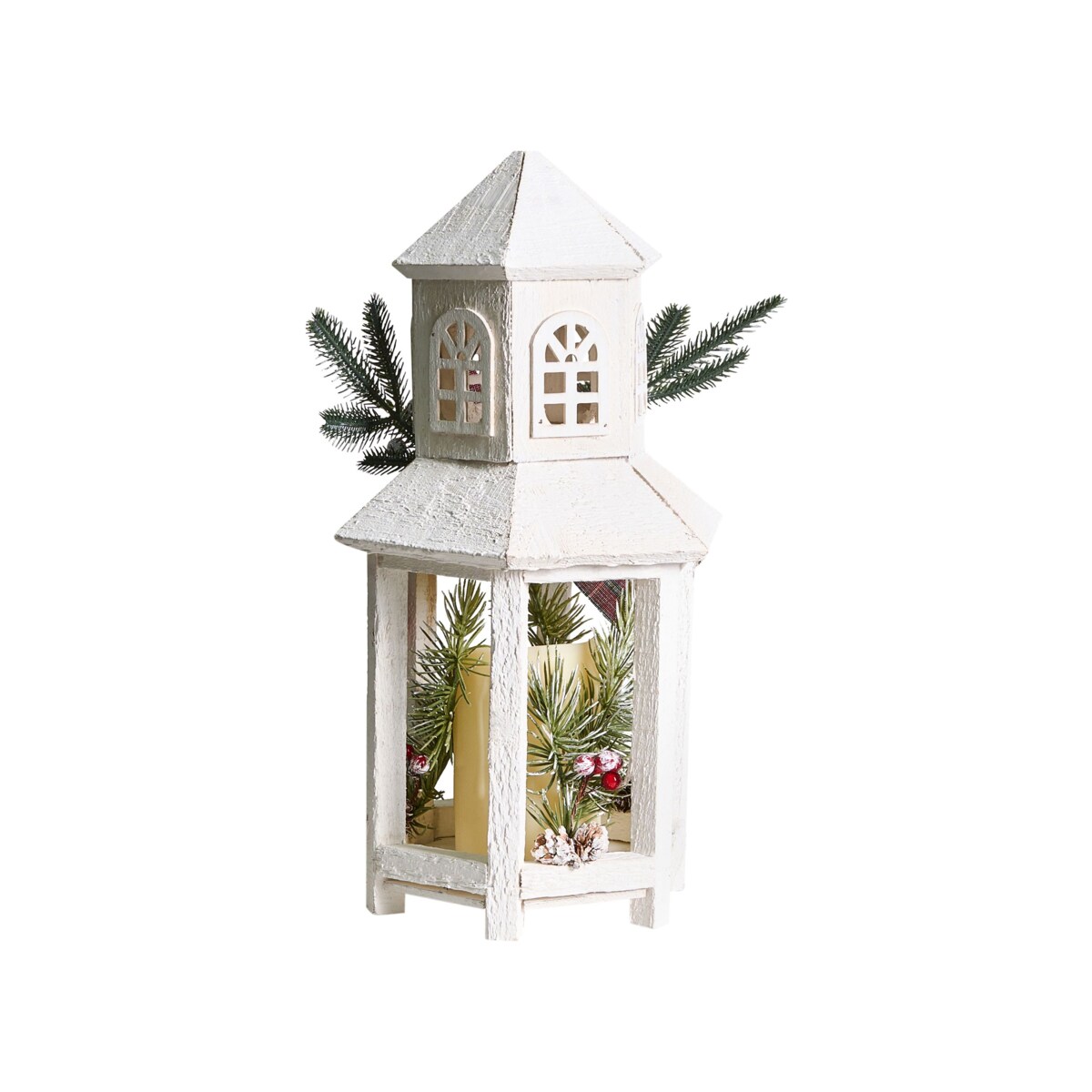 Lampion LED LED SAVIVESI Wzór świąteczny 38 cm Biały