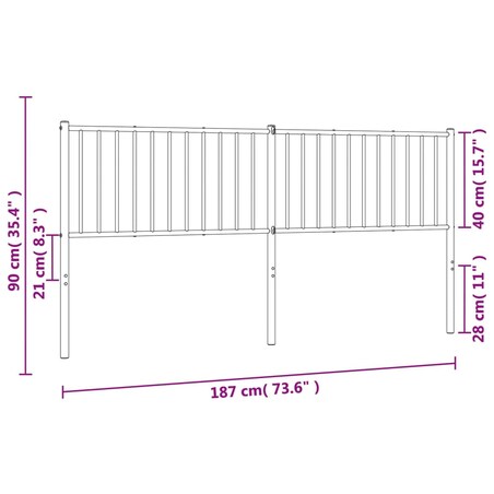 vidaXL Metalowe wezgłowie, białe, 180 cm