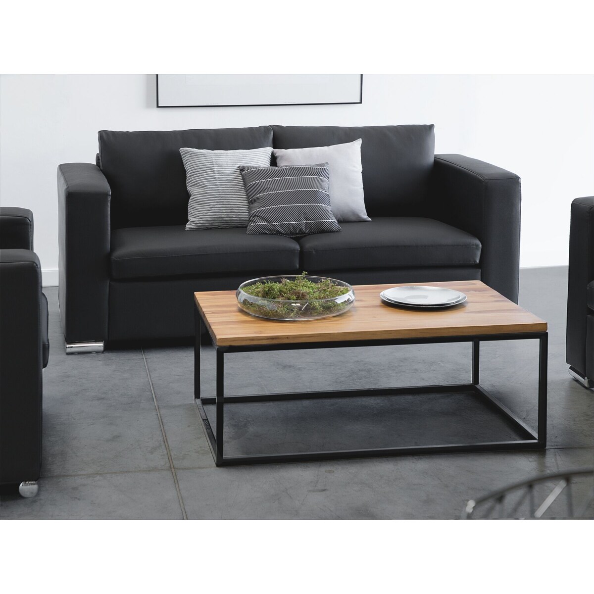 Sofa 2-osobowa skórzana czarna HELSINKI