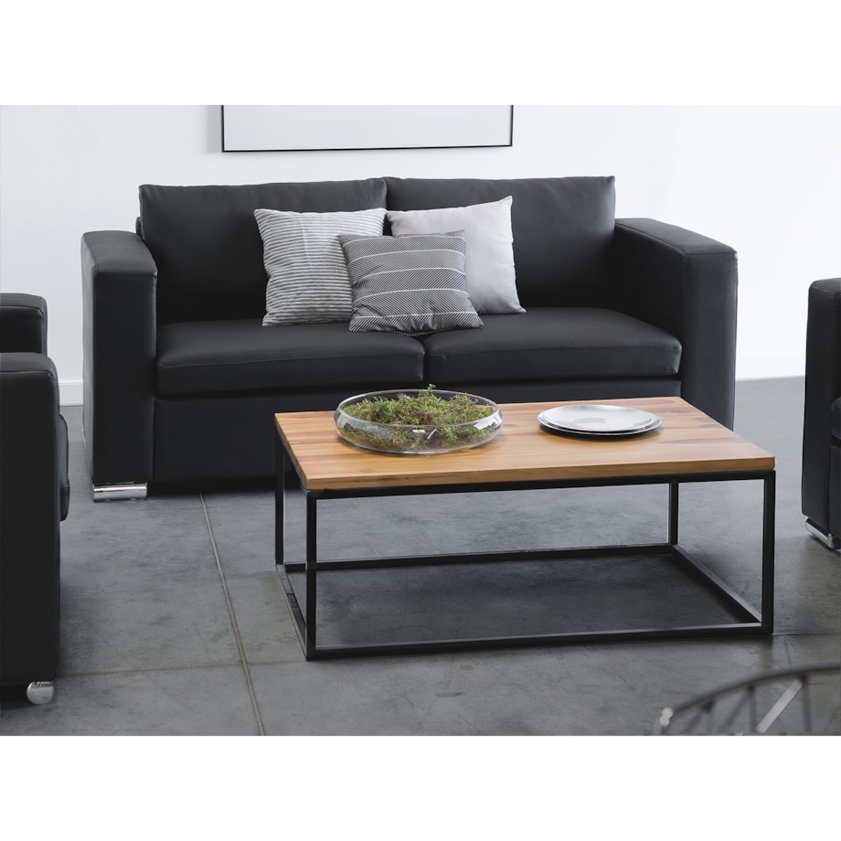 Sofa 2-osobowa skórzana czarna HELSINKI