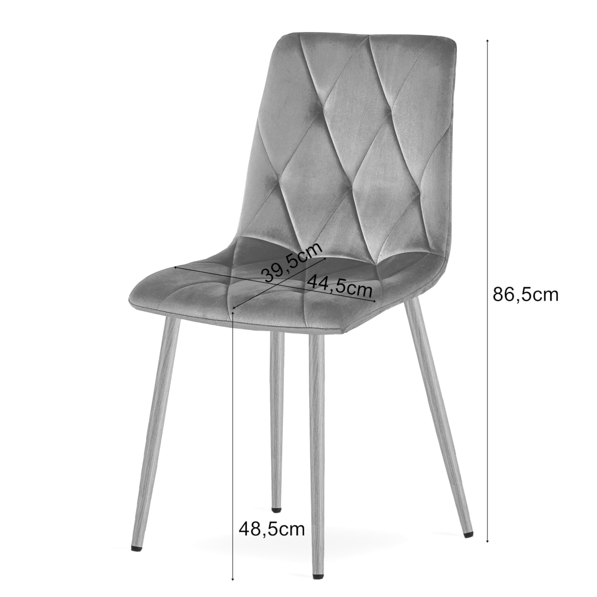 Krzesło Libra nowoczesny design, Jasny Szary Aksamit / Nogi Kolor Drewna X2