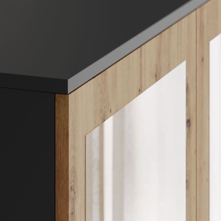 Dwudrzwiowa szafa HANA SS-90 z lustrem, dąb artisan / antracyt