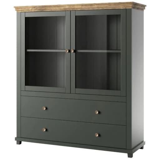 Komoda wysoka EVORA 2D2S 126 zielona mat/dąb lefkas