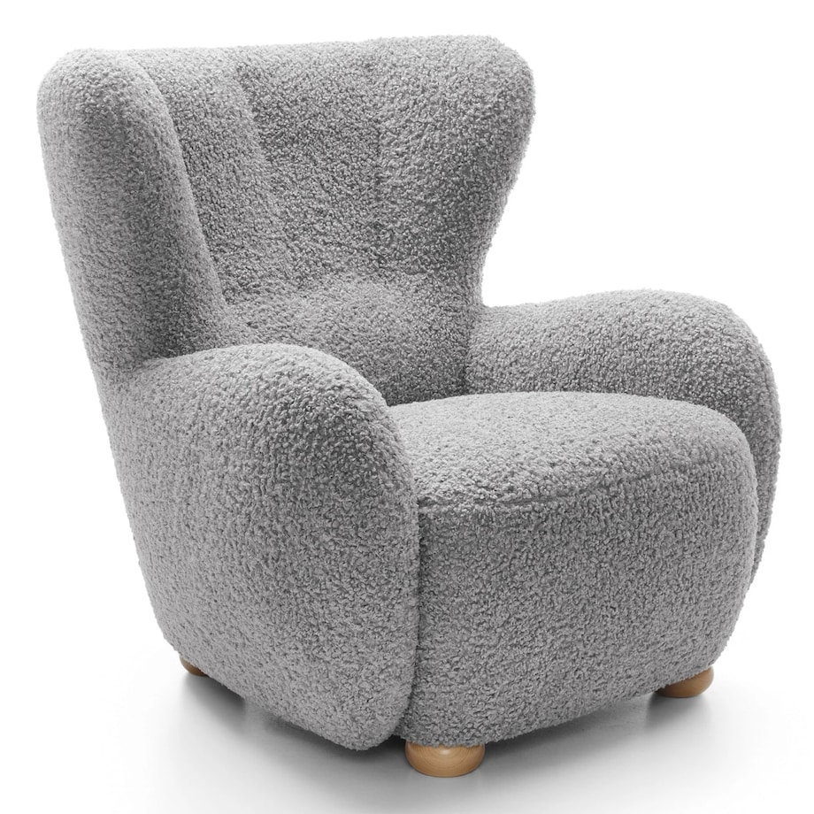 Fotel uszak boucle 91x88x100 cm POLTRONA szary