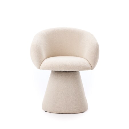 Fotel Obrotowy AUREO Krzesło do Salonu Białe BOUCLE Nowoczesny Designerski