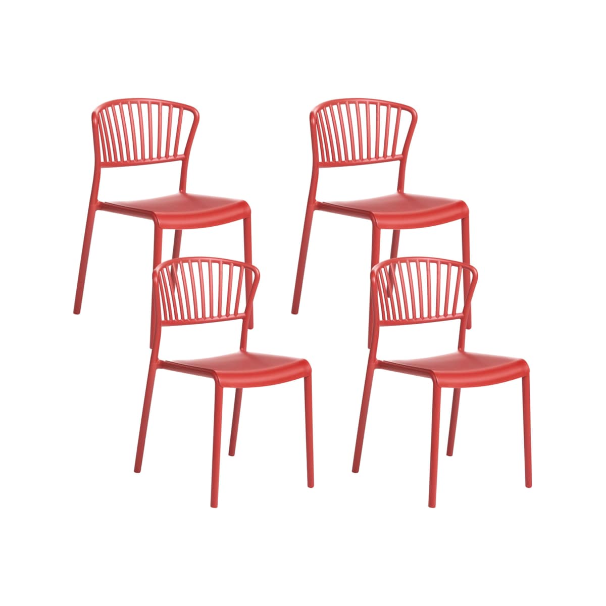 Zestaw 4 krzeseł ogrodowych GELA Czerwony