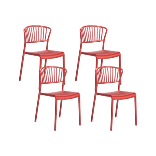 Zestaw 4 krzeseł ogrodowych GELA Czerwony