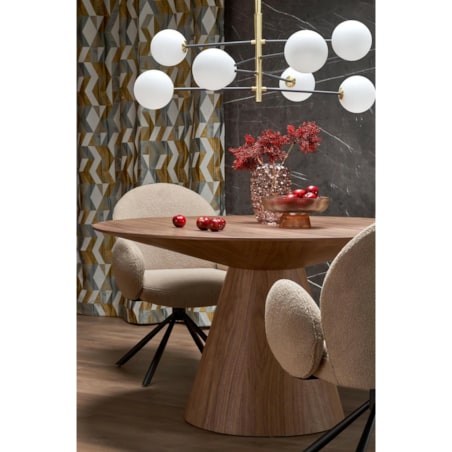 STÓŁ OKRĄGŁY Obituar 136 cm ORZECHOWY 4-5 osobowy