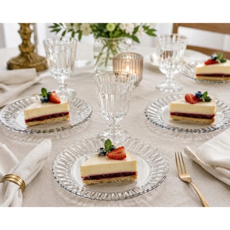 Talerze Szklane 19cm 6szt Deserowe Przezroczyste Komplet Eleganckie ciasto