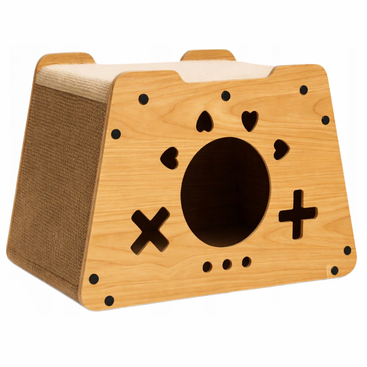 Drapak Dla Kota Z Budką Domek Do Drapania I Odpoczynku Tekturowy Serduszka