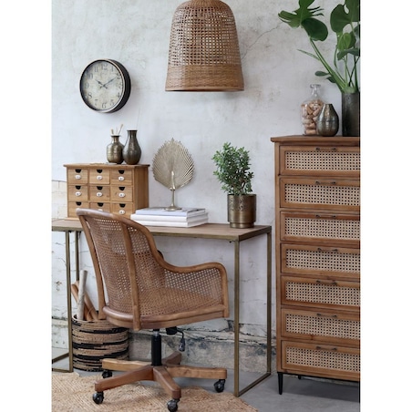 Krzesło biurowe retro z plecionką wiedeńską