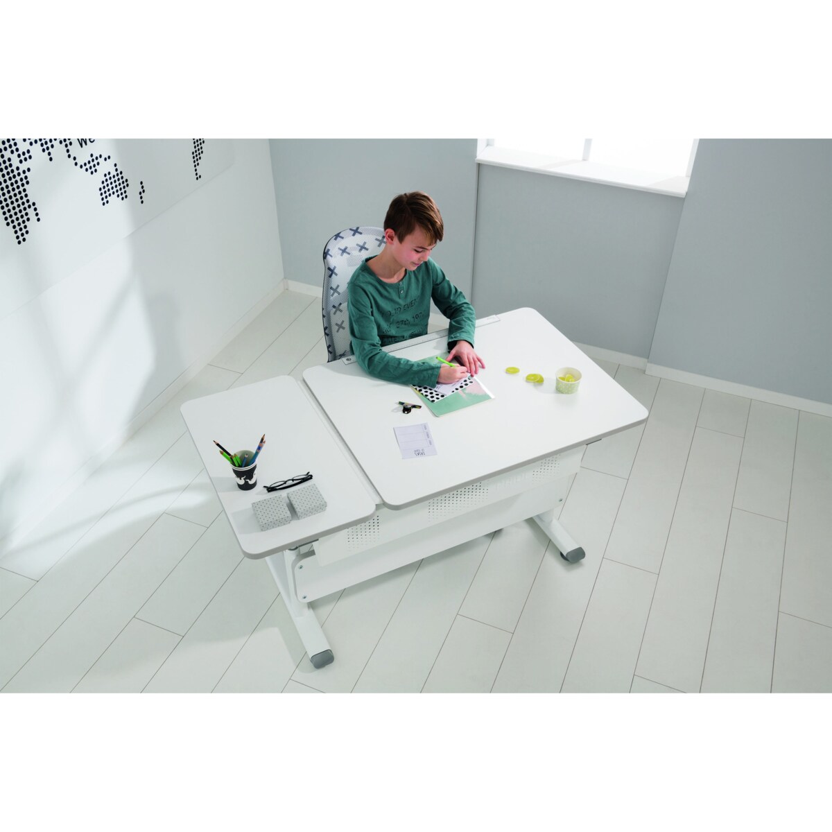 Biurko regulowane 130cm kredowa biel-szary Paidi DIEGO GT