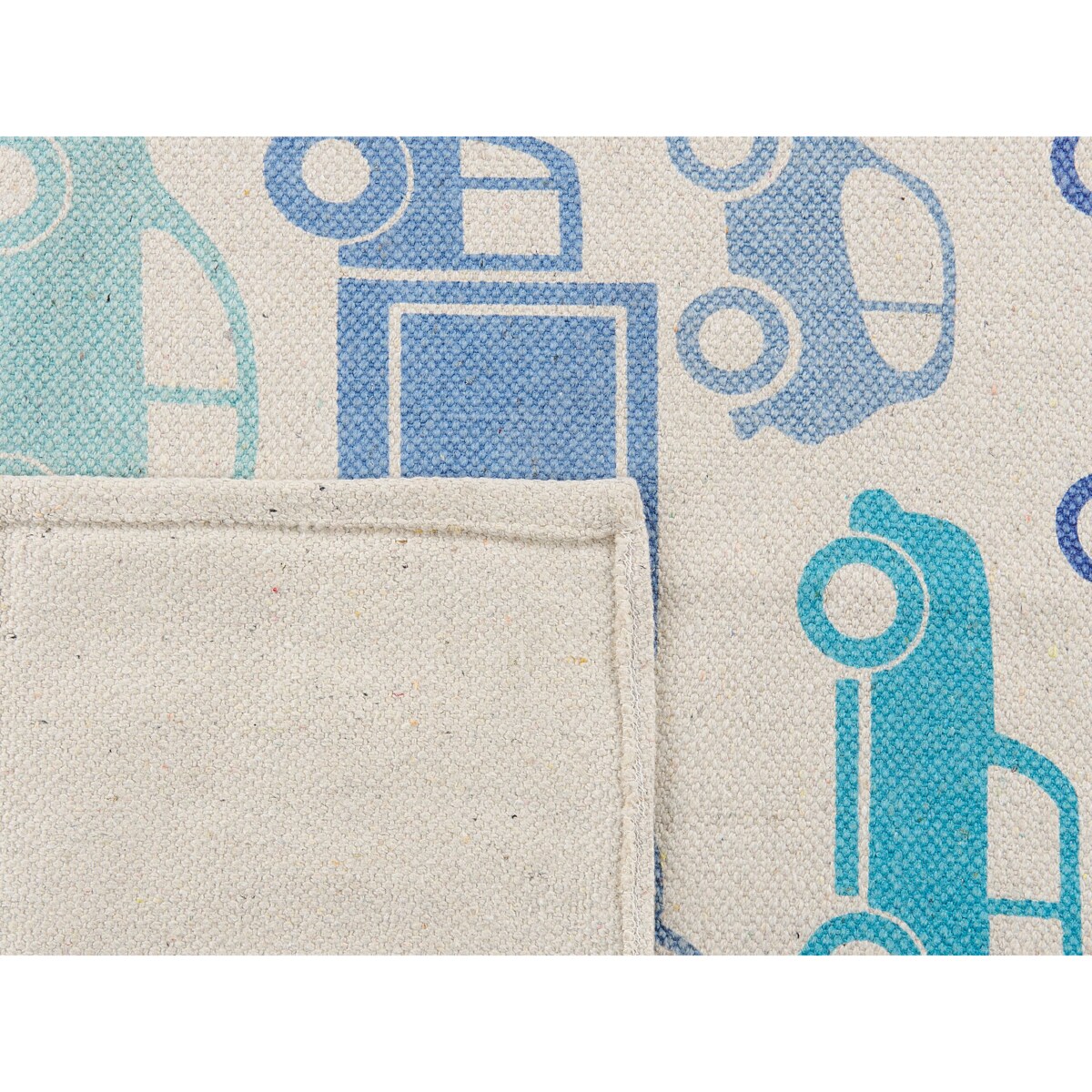 Dywan dziecięcy bawełniany w samochody 60 x 90 cm niebieski MADURAJ